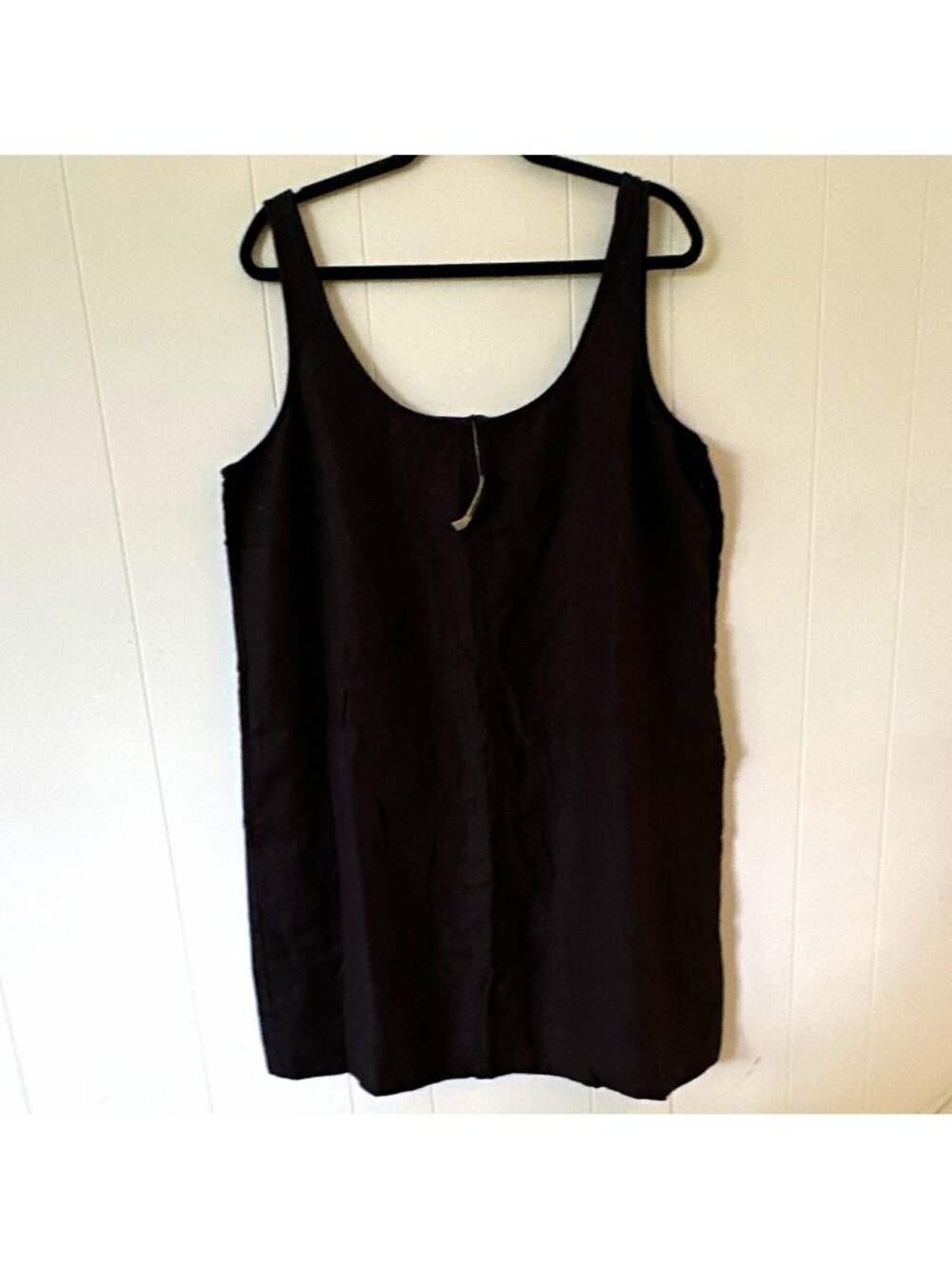 Madewell Black Linen Sleeveless Scoop Neck Straight Leg Jumpsuit XXL Pockets